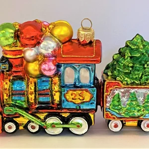 Glassware Weihnachtslokomotive mit Anhänger