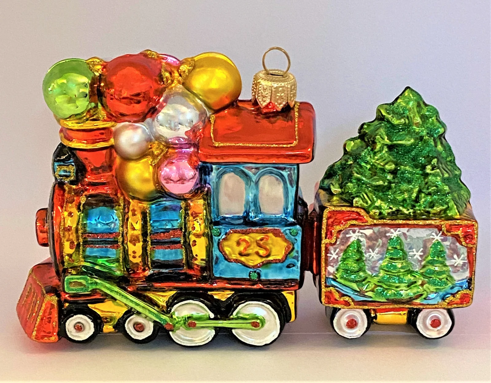 Glassware Weihnachtslokomotive mit Anhänger