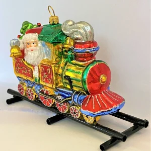 Glassware Santa bringt die Geschenke mit der Lokomotive