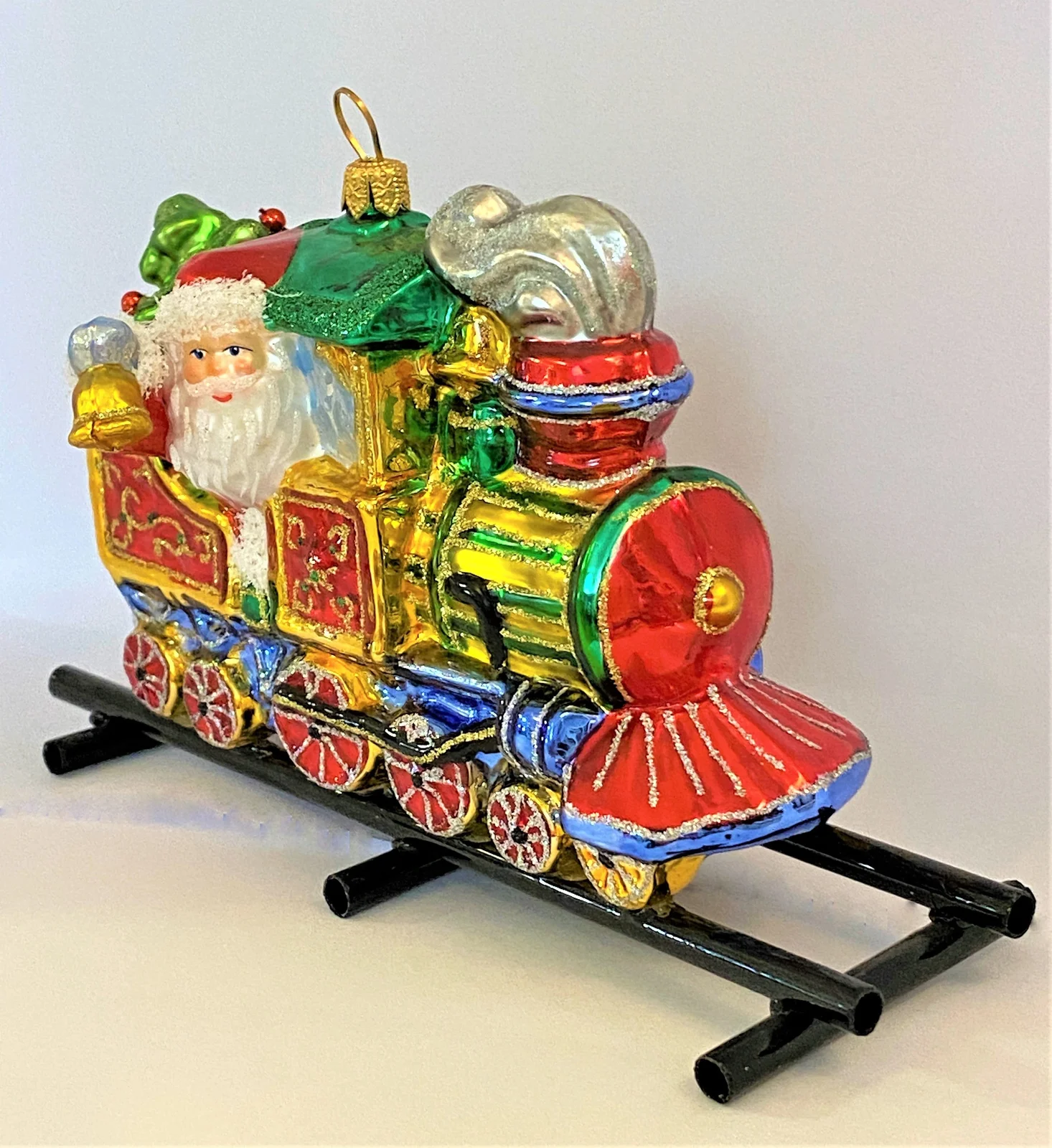 Glassware Santa bringt die Geschenke mit der Lokomotive