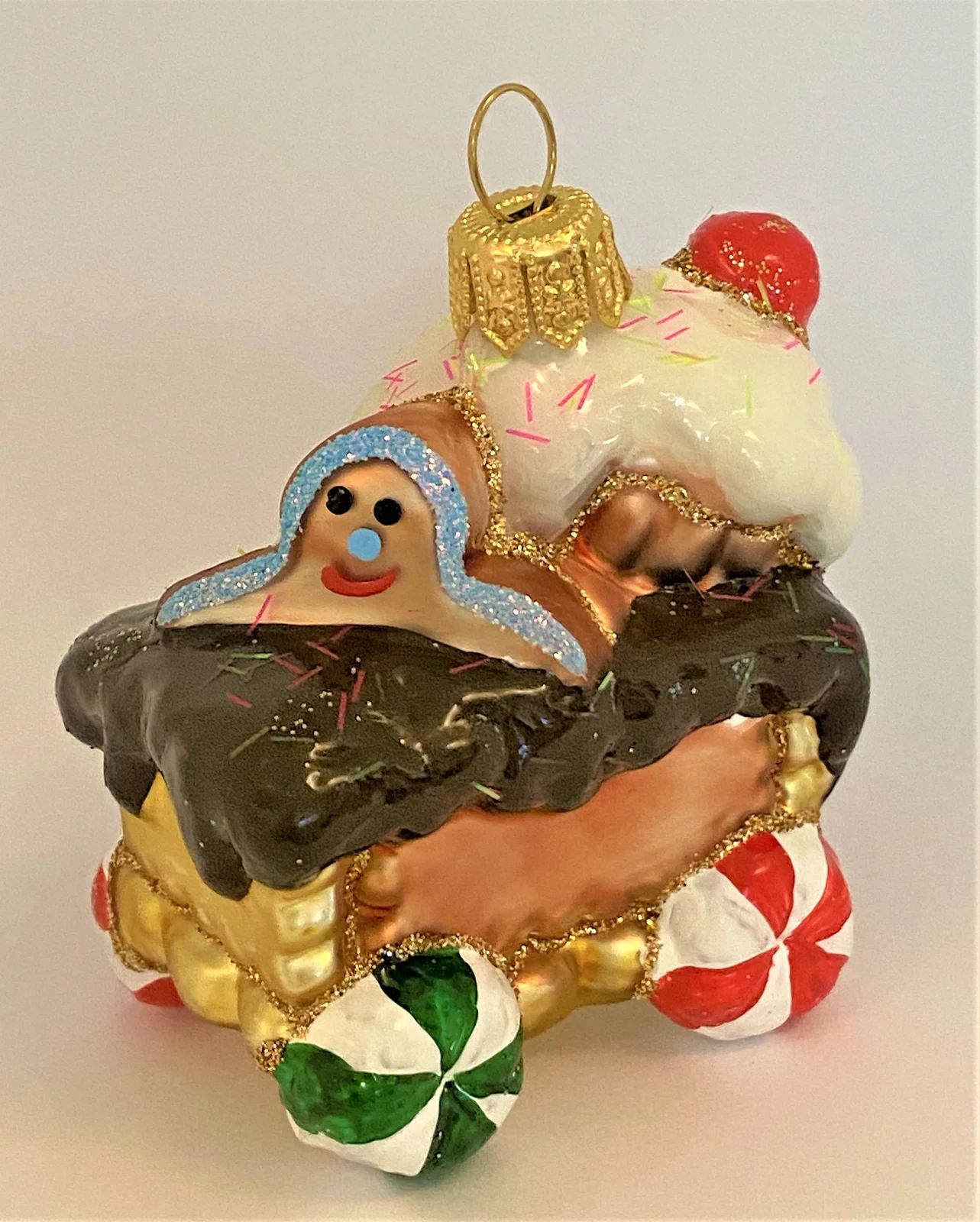 Glaspol Lebkuchen Zug Anhänger mit Lebkuchenmann