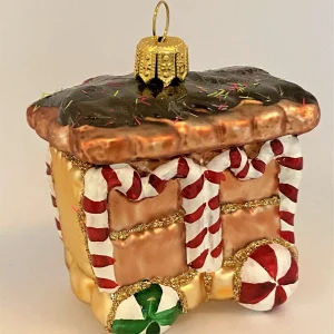 Glaspol Lebkuchen Zug Anhänger mit Candy Cane verziert