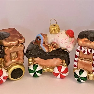 Glaspol Lebkuchen Zug mit Lokomotive und zwei Anhängern