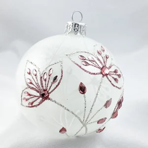 Dagmara Kugel transparent mit Blumen Dekor