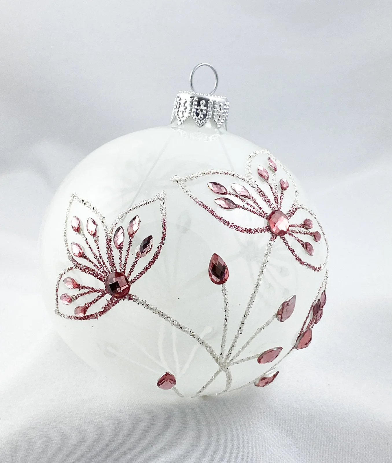 Dagmara Kugel transparent mit Blumen Dekor