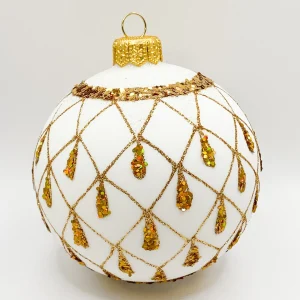 GMC Weisse Kugel mit Gold-Gittermuster