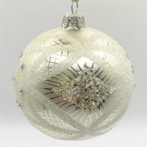 Dagmara Kugel weiss silber matt mit weissem Glimmer