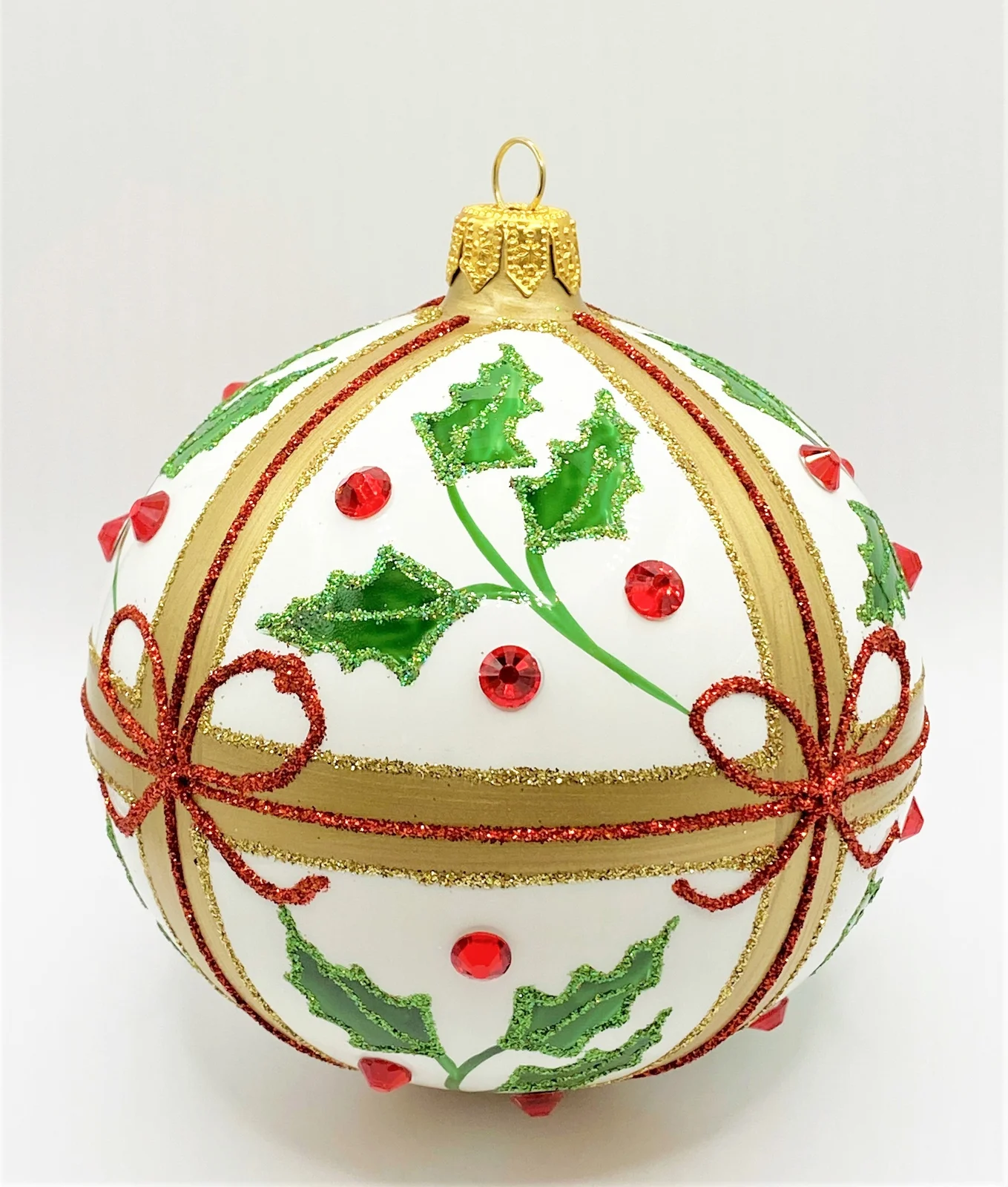 Hanco Weisse Kugel mit Ilex und Schleifen-Dekor