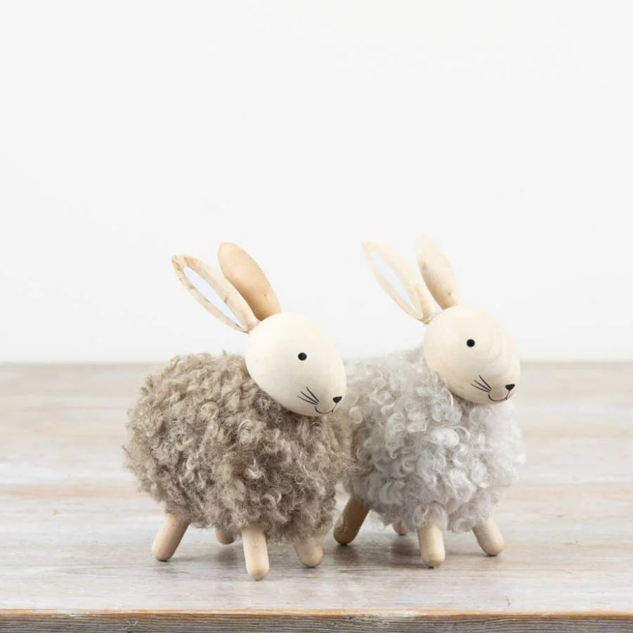 Gainsborough Giftware x Portland Living 2/A Holz- und Hasen-Deko, 13,5 cm