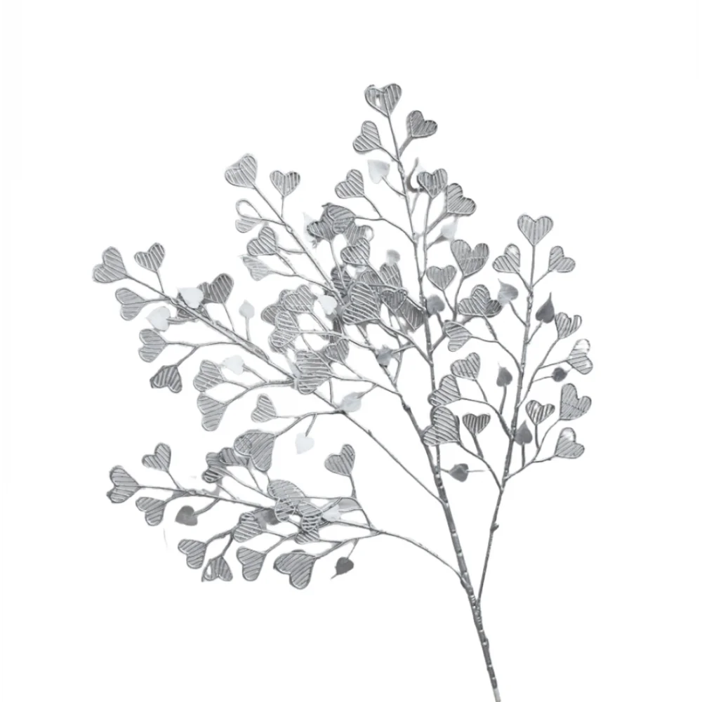 AULICA Herzförmige dekorative silberne Blume, 90 cm hoch