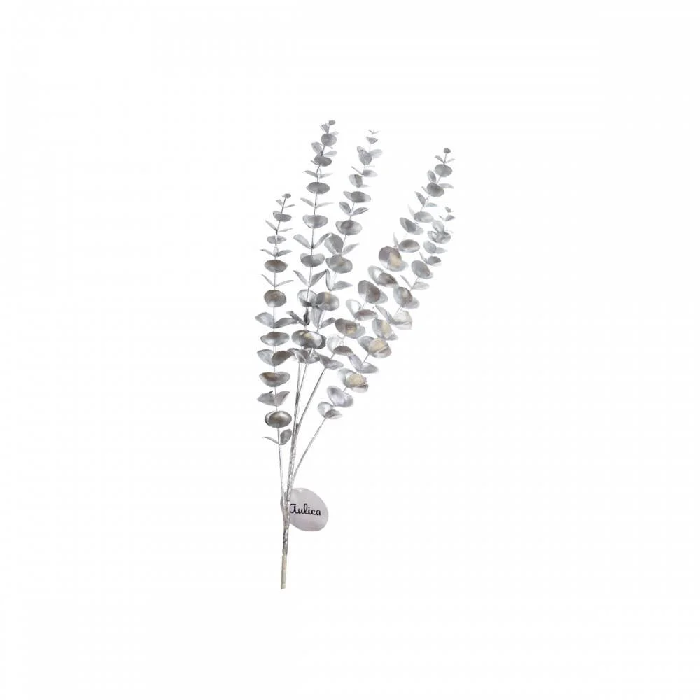 AULICA Dekorative silberne Eukalyptusblätter, H 90 cm