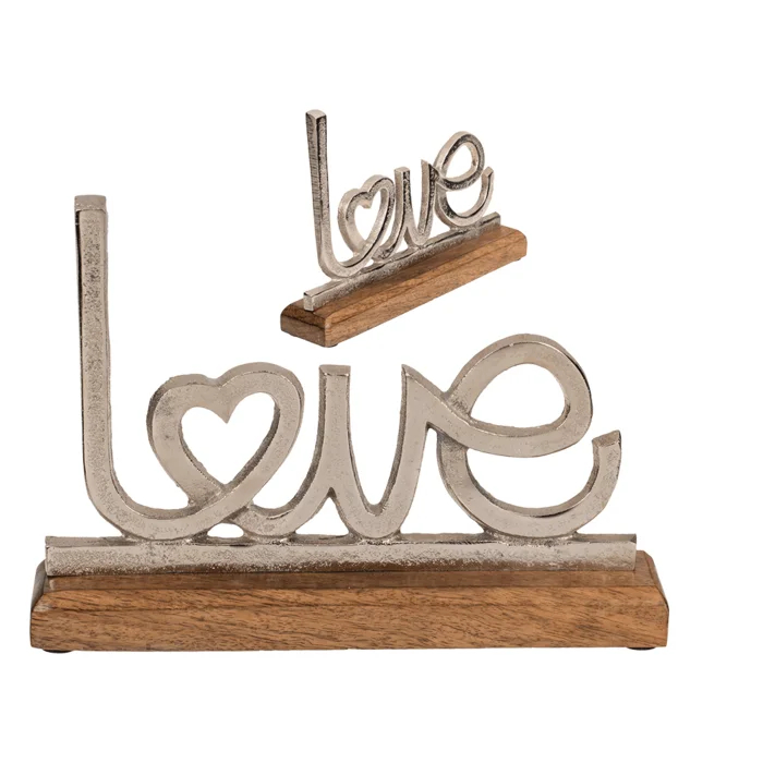 Out of the blue KG Metallschriftzug ‚Love‘ auf Holzsockel, ca. 25 x 17 cm