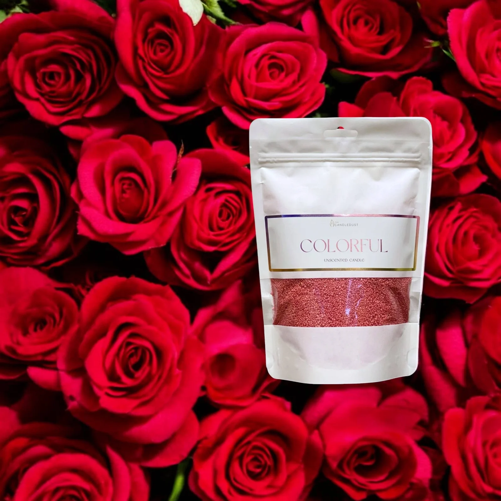 The Candledust Bunter duftfreier Kerzensand 330g +5 Dochte: Red