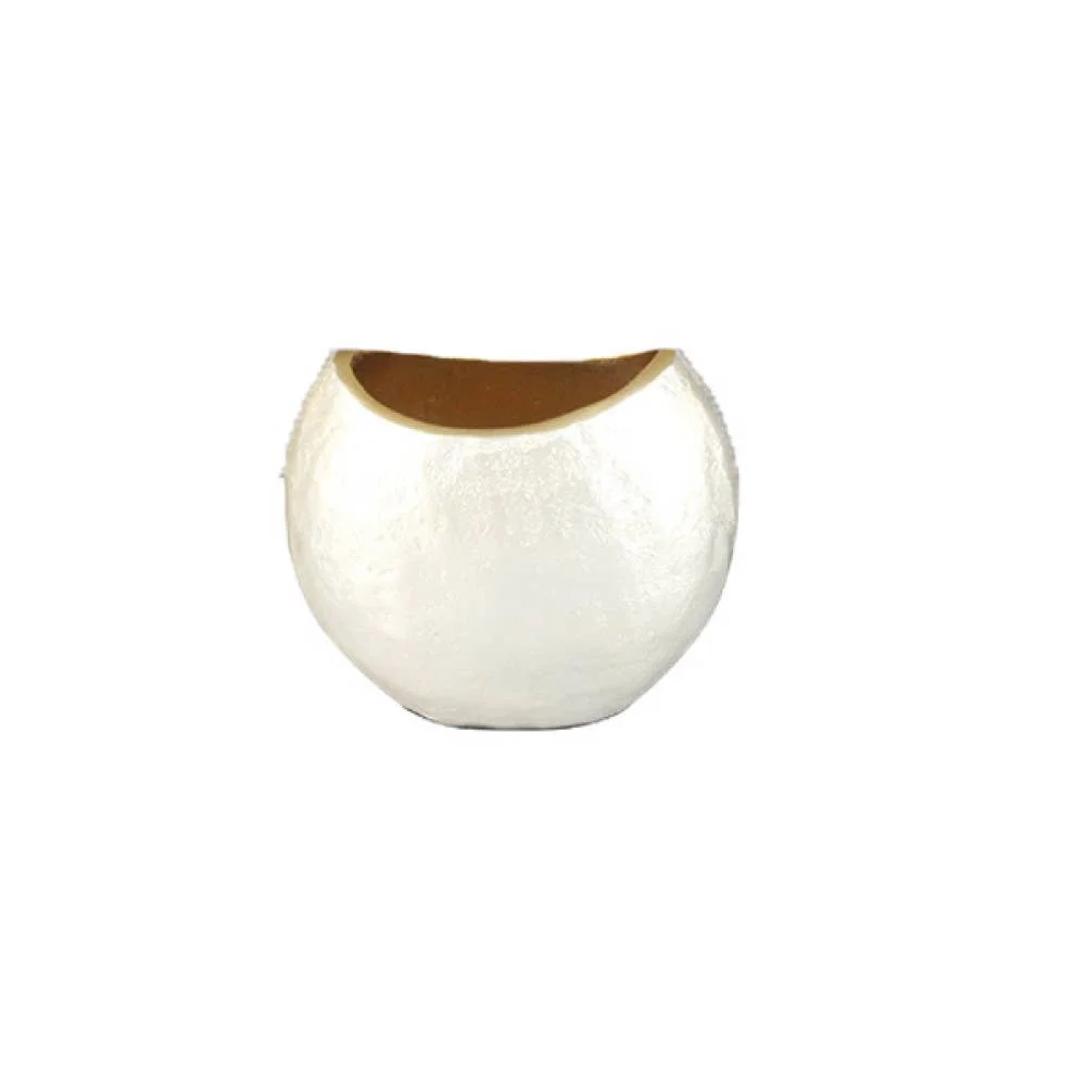 AULICA Weiße ovale Vase 15x10x12,5cm