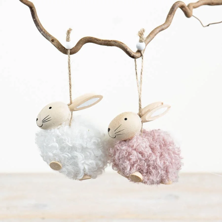 Gainsborough Giftware x Portland Living 2/A Holz- und Stoff-Hasenaufhänger, 9,5 cm