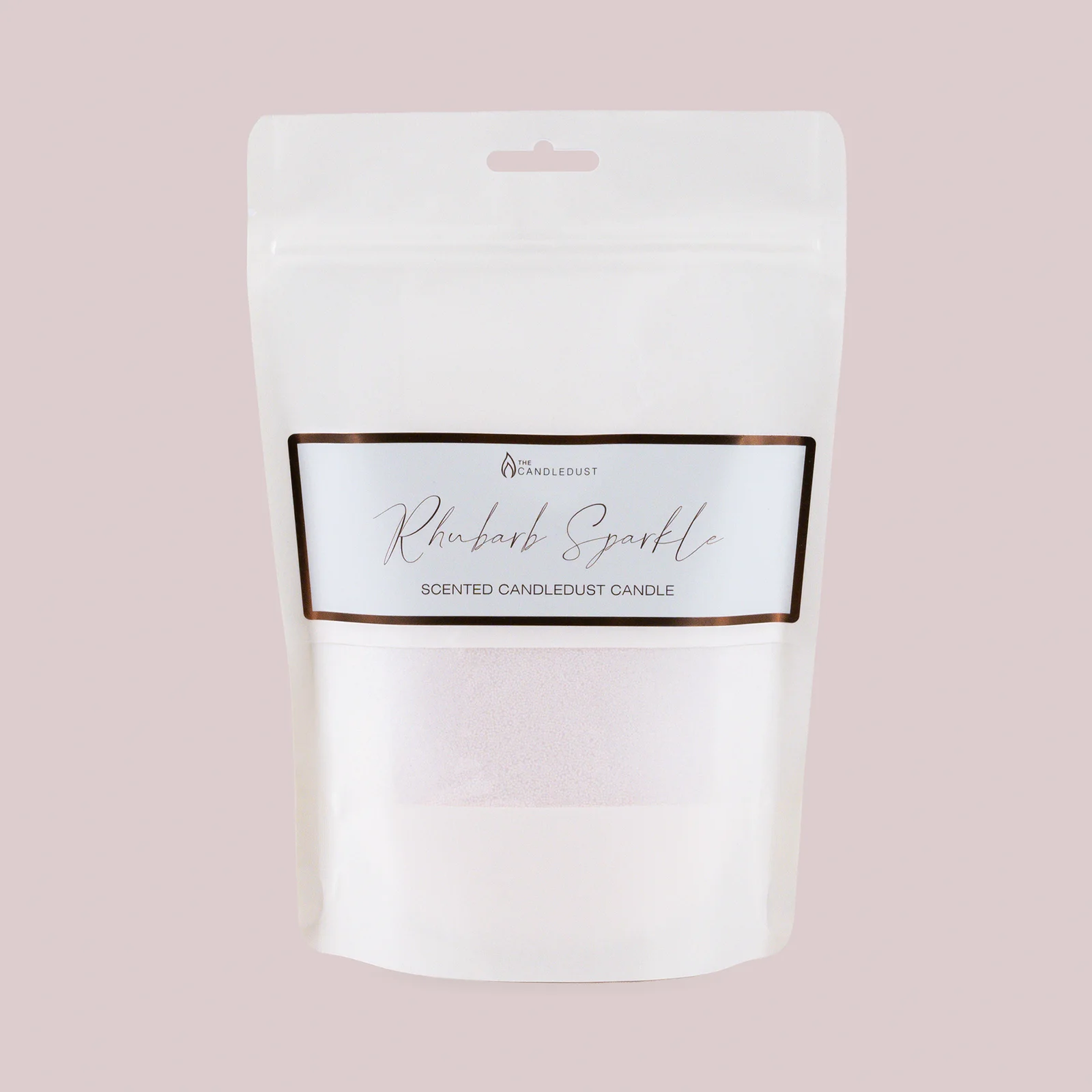 The Candledust Rhabarber Funkel Duftkerze Sand 330g Nachfüllpack + 5 Dochte