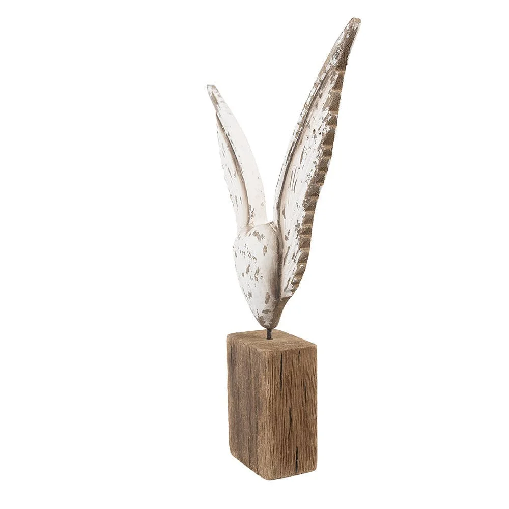 Clayre & Eef Dekorative Figur Flügel 26x5x33 cm Weiß Braun Holz