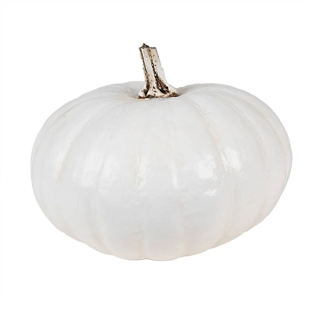 Clayre & Eef 6PR4370 Deko-Kürbis Ø 17x13 cm, weißer Kunststoff