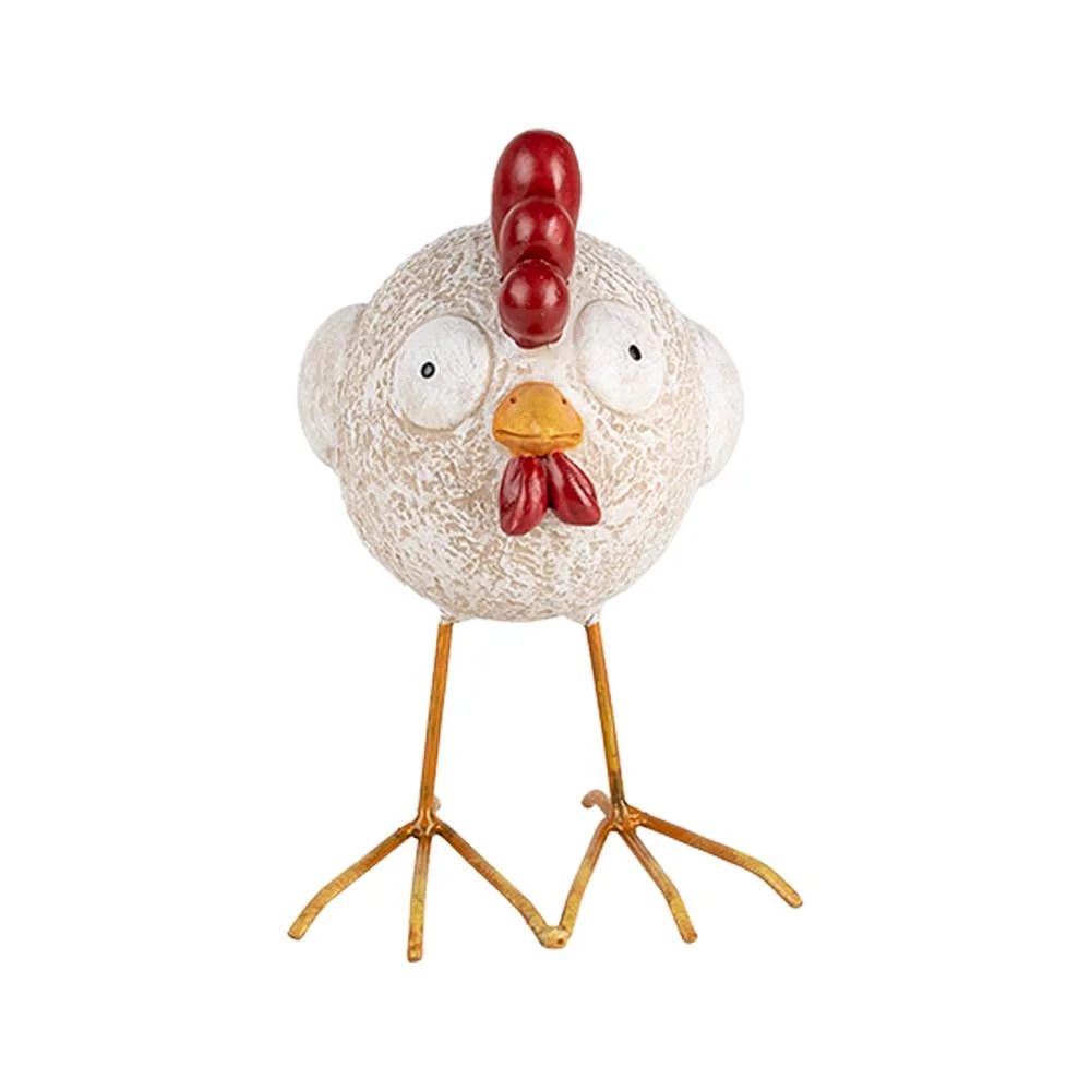 Clayre & Eef Dekorative Figur Huhn 15 cm Weiß Kunststoff