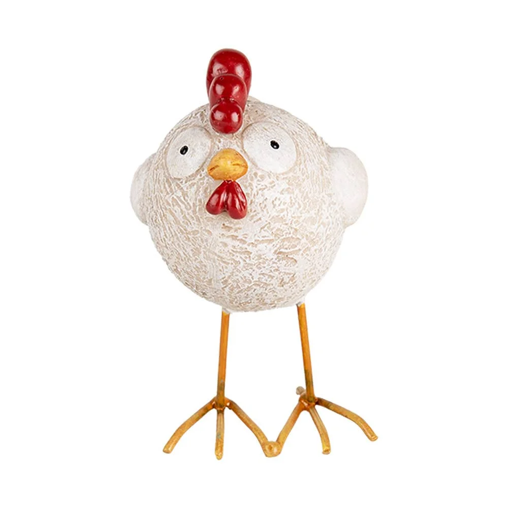 Clayre & Eef Dekorative Hühnerfigur aus Kunststoff, 11 cm, Weiß