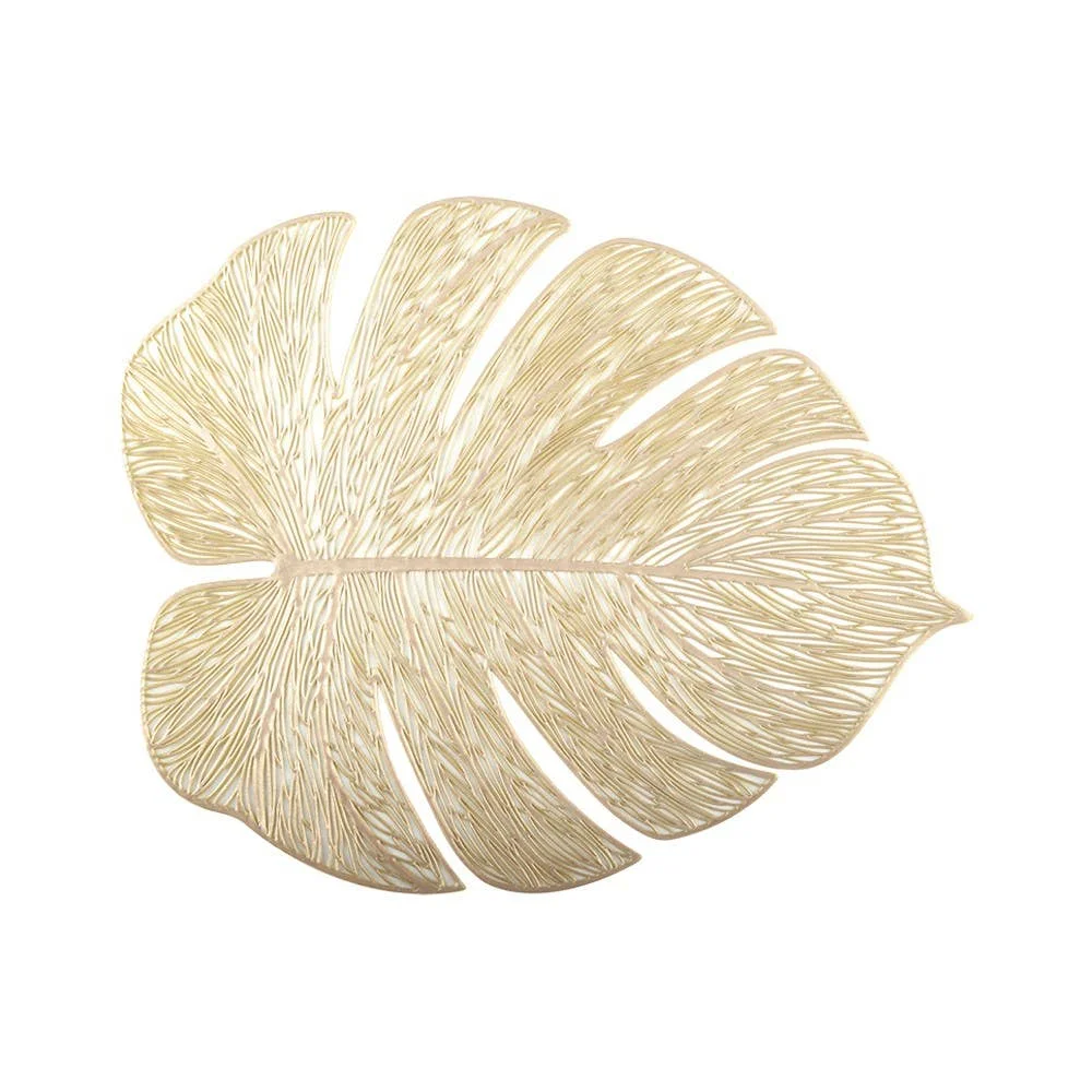 AULICA Goldenes filigranes Blatt-Tellerdeckchen