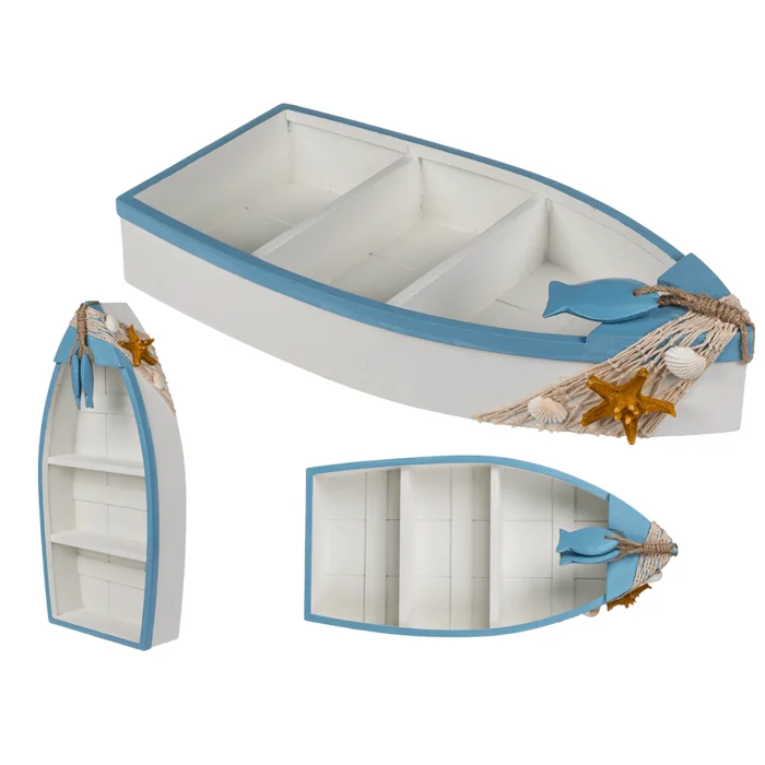 Out of the blue KG Holz-Deko-Boot mit maritimem Design, ca. 42 x 19,5 cm