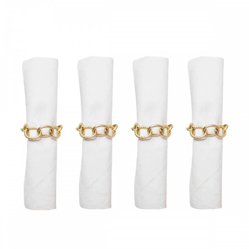 AULICA Satz von 4 Serviettenringen mit goldener Kette