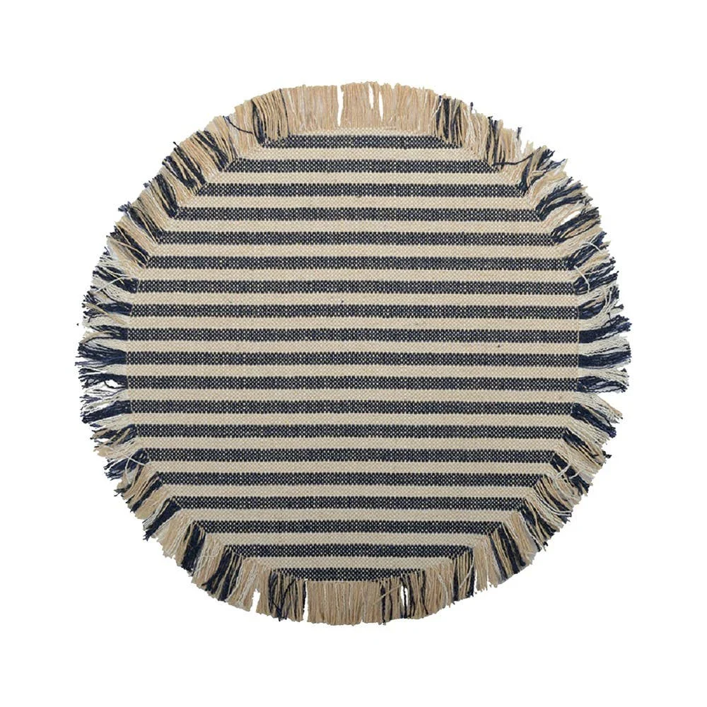 AULICA Tischset aus gestreiftem Jutegewebe in Beige und Blau