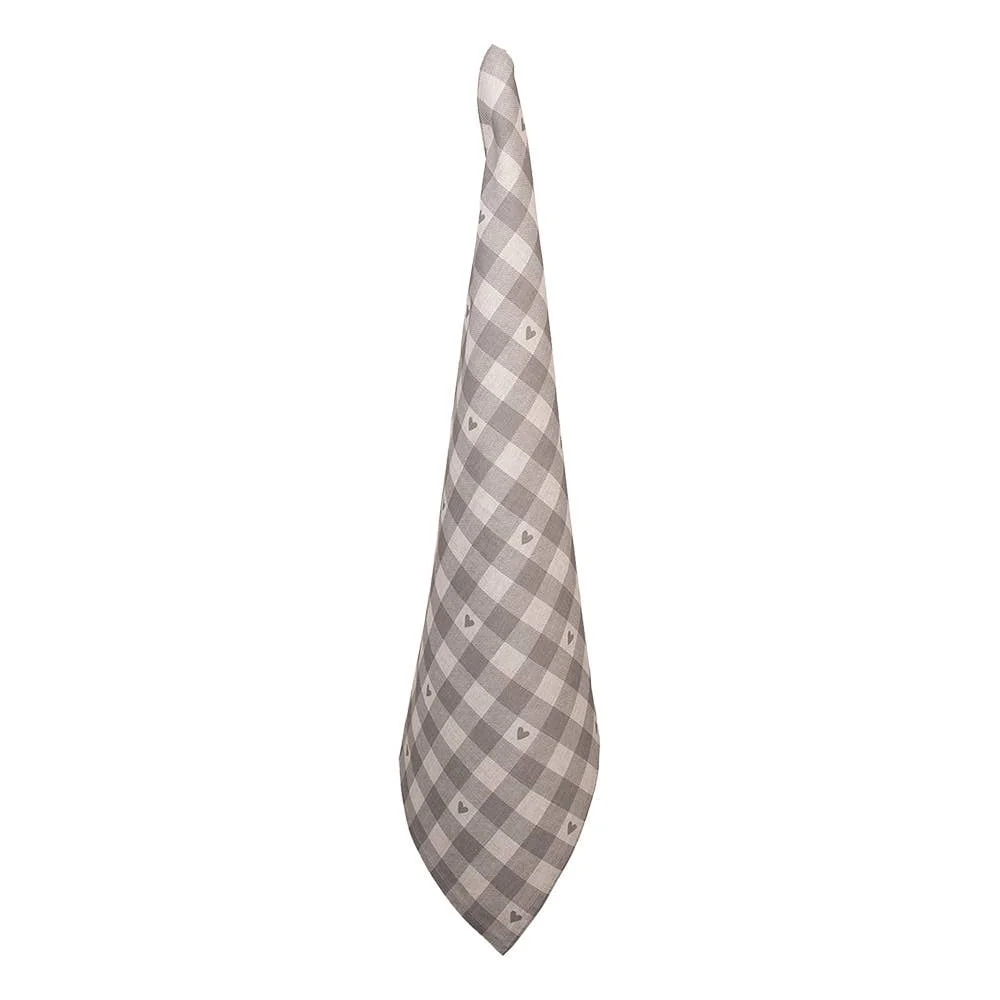 Clayre & Eef Geschirrtuch 50x70 cm Beige Grau Baumwolle Herzen