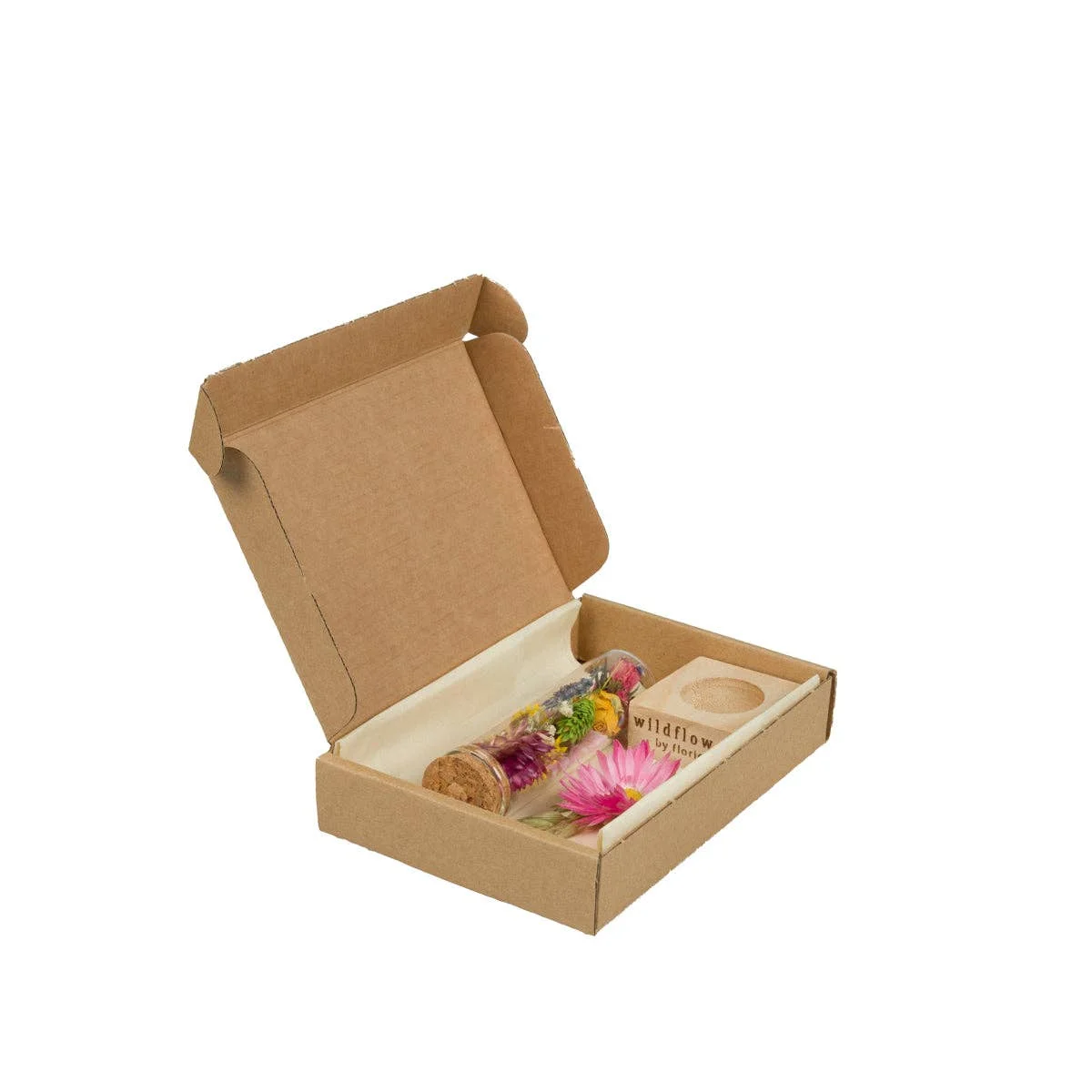 Wildflowers by Floriette Geschenkbox - getrocknete Blumen mit Botschaft in kleiner Flasche