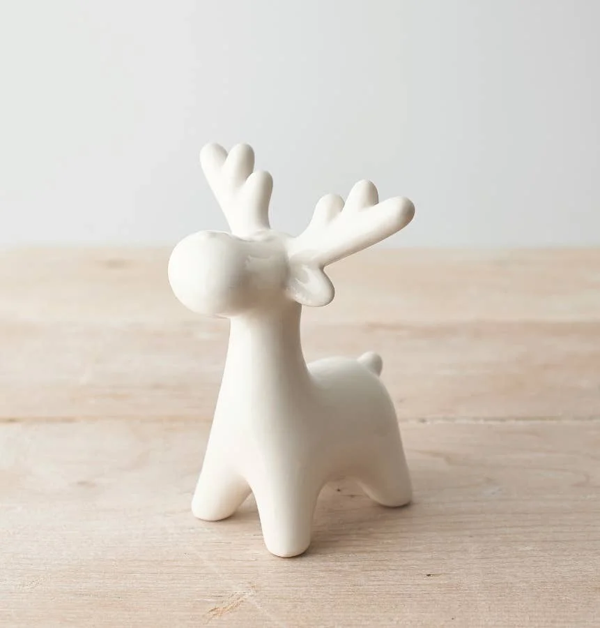 Gainsborough Giftware x Portland Living Weisses Keramik-Rentier 13cm