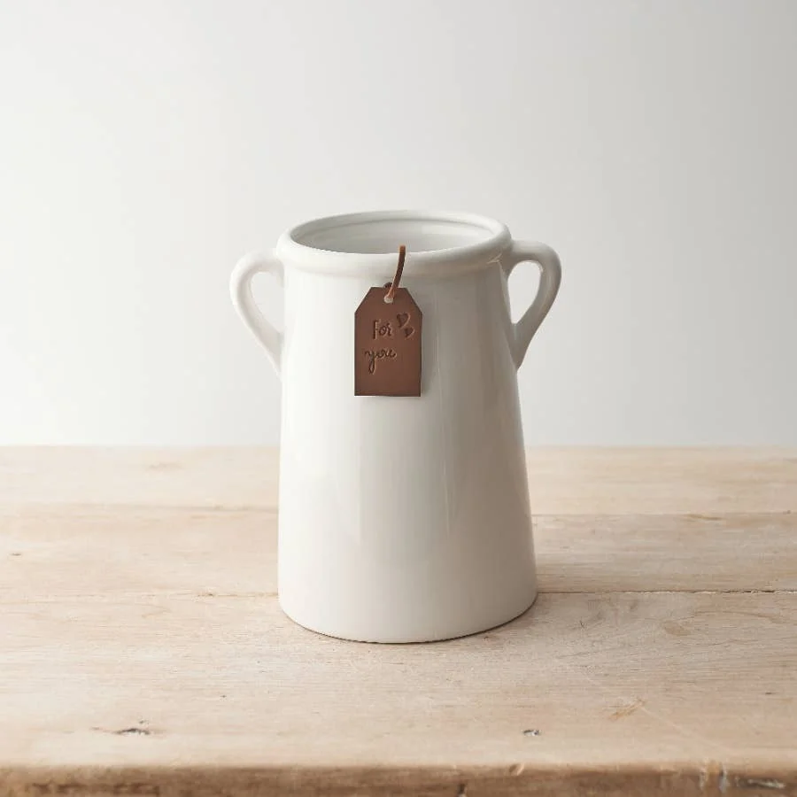 Gainsborough Giftware x Portland Living For You Weiße Vase, 18 cm