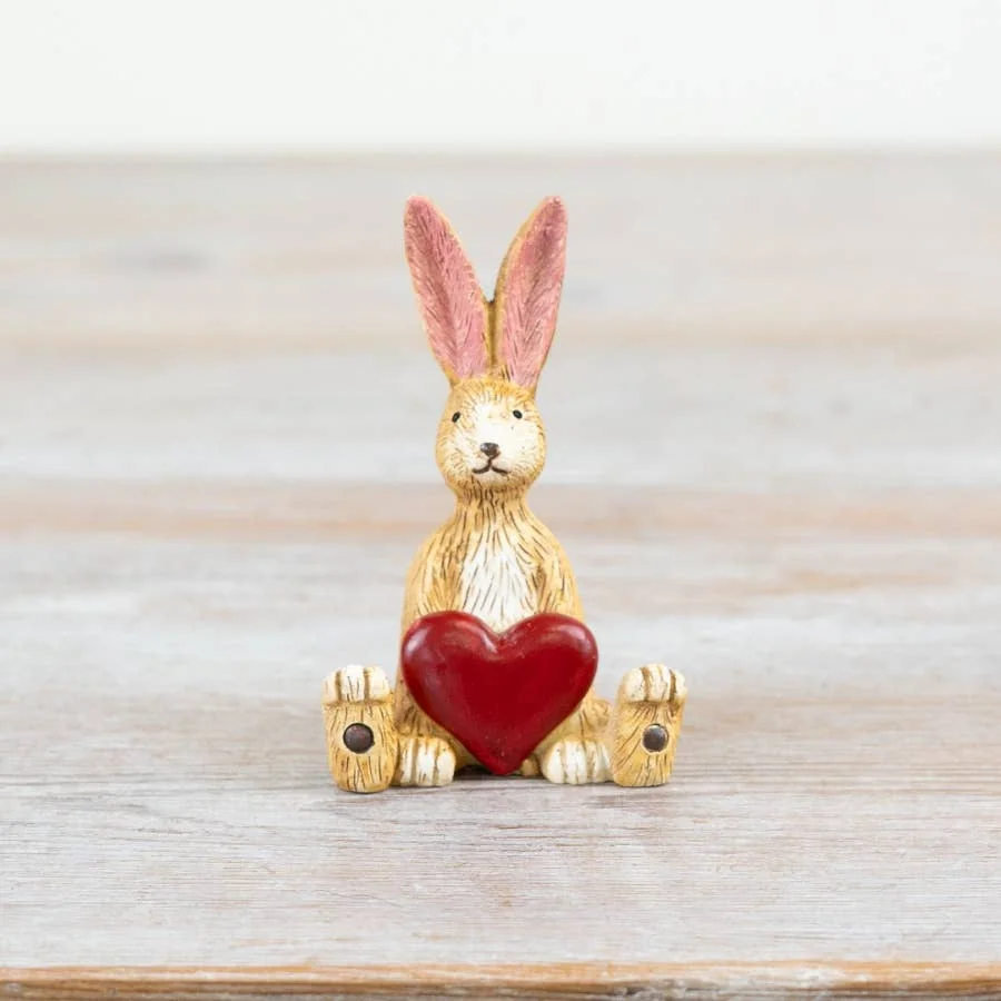 Gainsborough Giftware x Portland Living Jasper Hase Sitzendes Rotes Herz, 8,5 cm