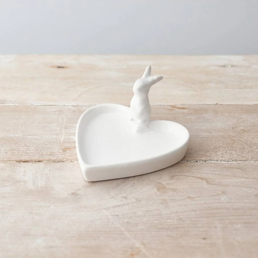 Gainsborough Giftware x Portland Living Herzschale mit Hase, 12 cm