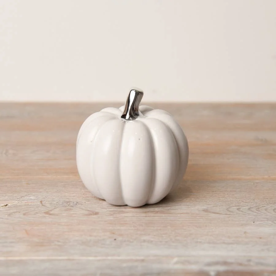 Gainsborough Giftware x Portland Living Weißer Kürbis mit silbernem Stiel-S