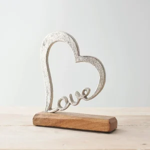 Gainsborough Giftware x Portland Living Liebesherz-Ornament auf Block, 20,5 cm