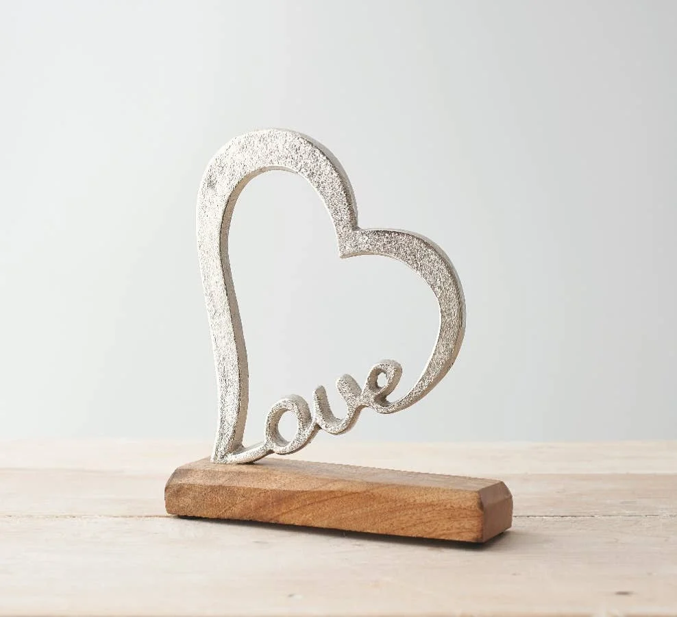 Gainsborough Giftware x Portland Living Liebesherz-Ornament auf Block, 20,5 cm