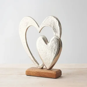 Gainsborough Giftware x Portland Living Doppeltes Herz-Ornament aus Aluminium, 15 cm