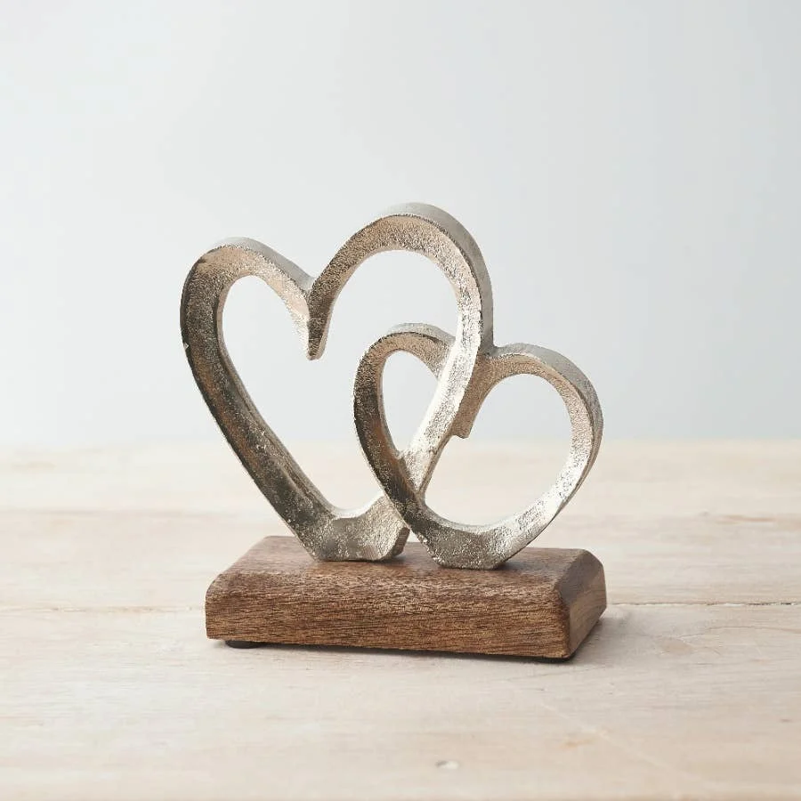 Gainsborough Giftware x Portland Living Holzschild Linked Hearts, 15 cm