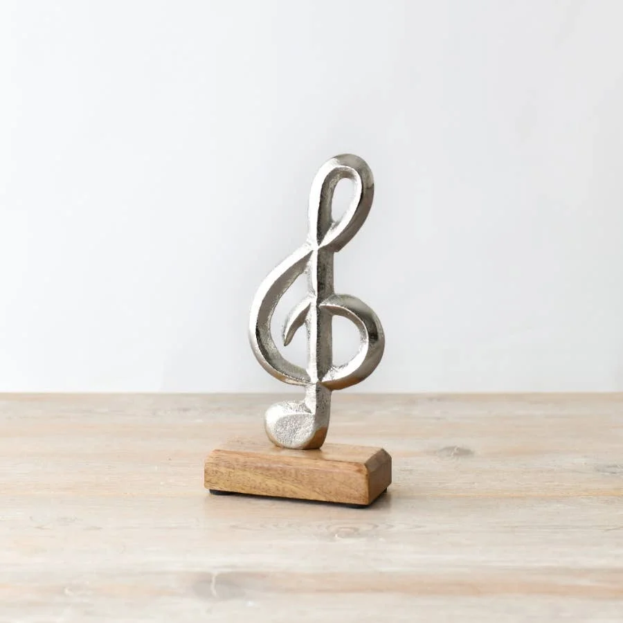 Gainsborough Giftware x Portland Living 20 cm große Musiknote aus Metall mit Holzsockel