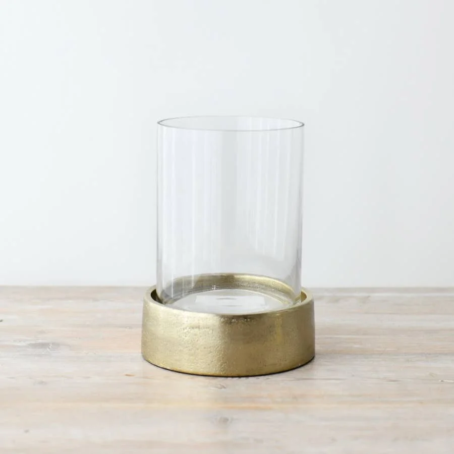 Gainsborough Giftware x Portland Living Glas-Kerzenhalter mit Aluminium-Boden, 28 cm