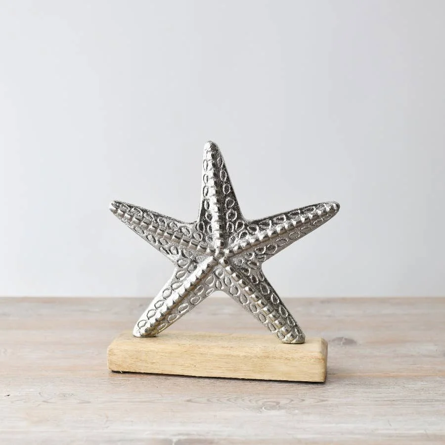 Gainsborough Giftware x Portland Living Aluminium-Seestern auf Sockel-Deko, 19 cm