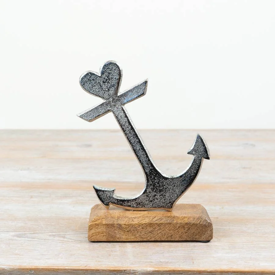 Gainsborough Giftware x Portland Living Anker-Dekoration aus Aluminium und Holz, 18 cm