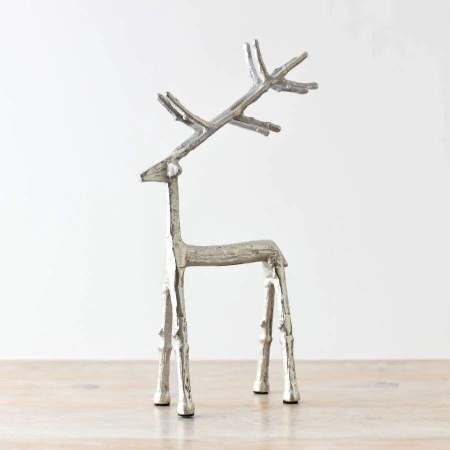 Gainsborough Giftware x Portland Living Silbernes Aluminium-Rentier 28 cm