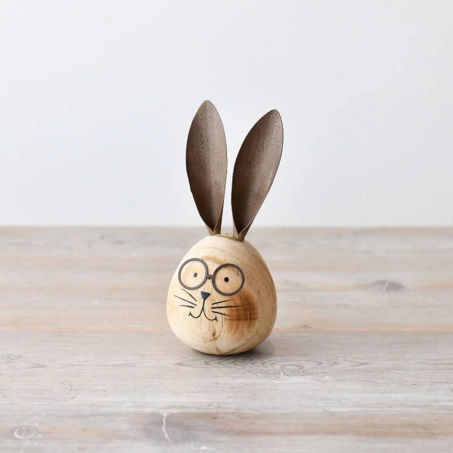 Gainsborough Giftware x Portland Living Runde Holzhasen-Deko, 14 cm