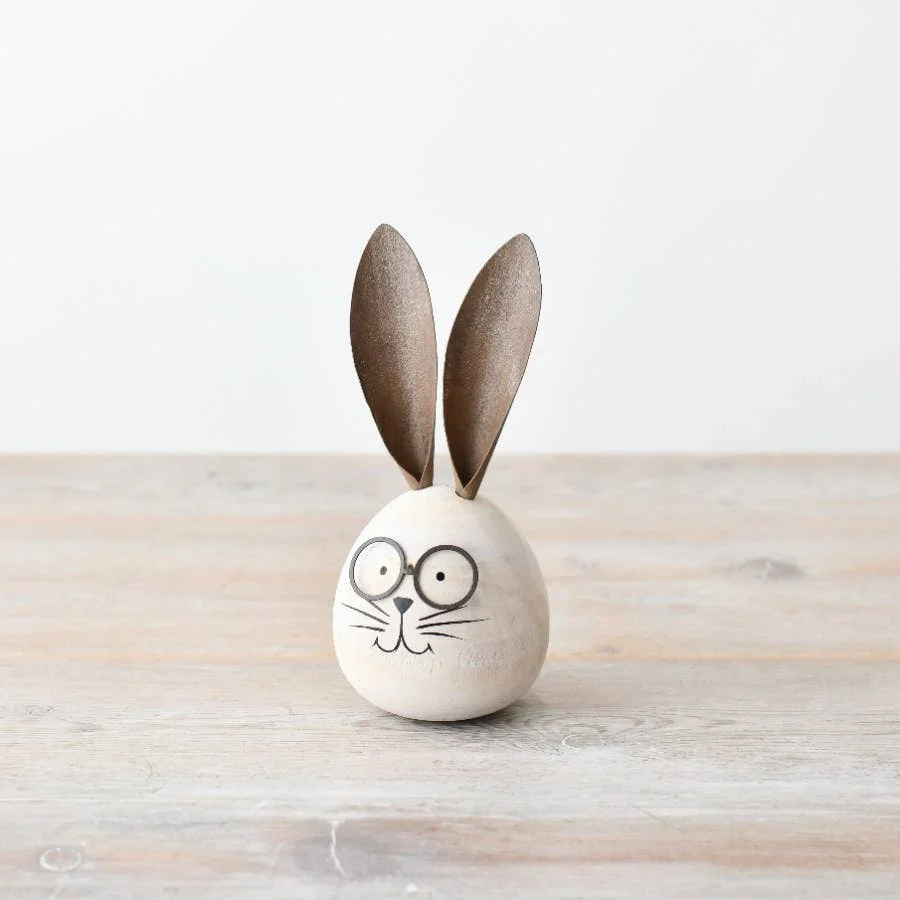 Gainsborough Giftware x Portland Living Holzfigur Hase mit langen Ohren, 14 cm