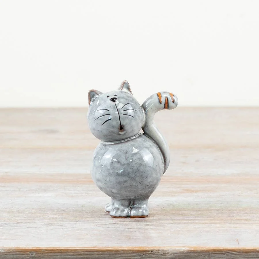 Gainsborough Giftware x Portland Living Graue Katzenverzierung, 10,2 cm