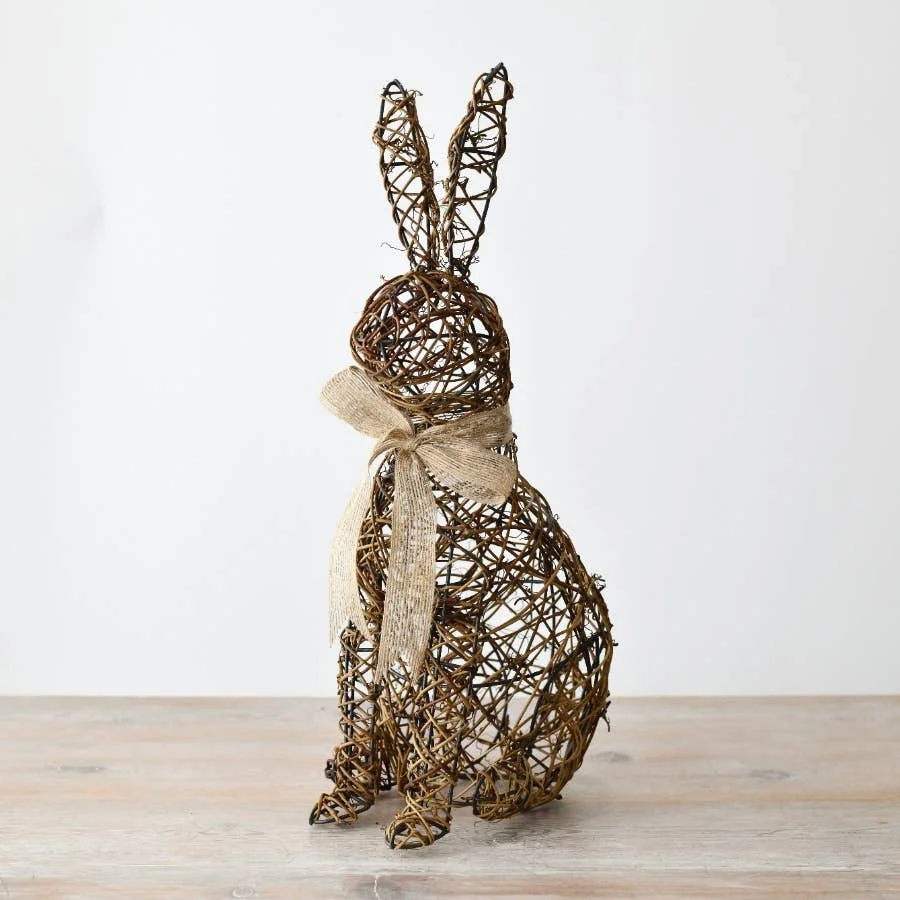 Gainsborough Giftware x Portland Living Stehender Rattan-Hasen-Deko, 40 cm