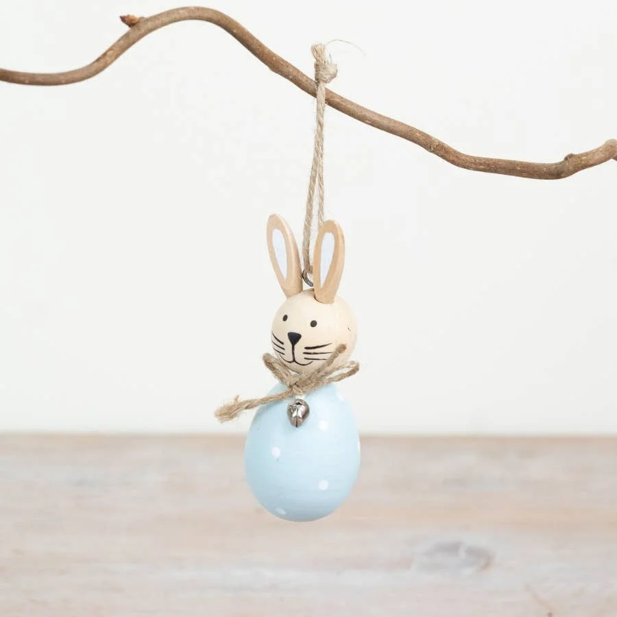 Gainsborough Giftware x Portland Living Blauer gepunkteter Hasenanhänger, 9,2 cm