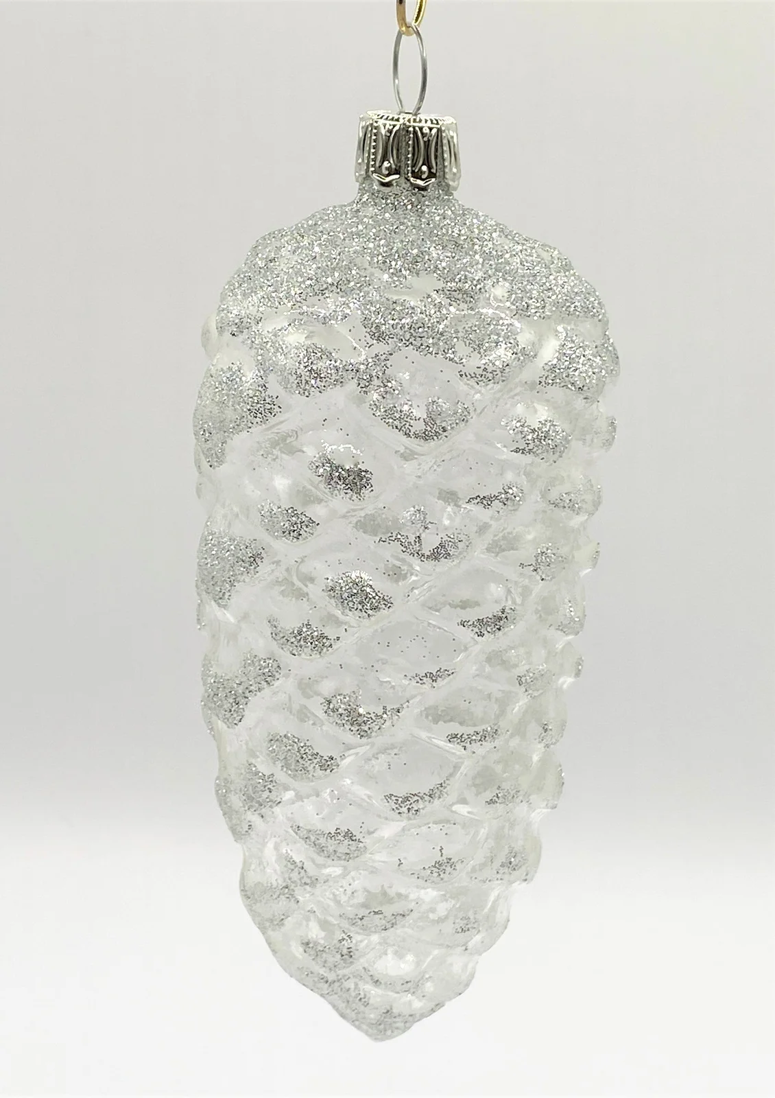 Thüringer Tannen - Zapfen, transparent mit Silber-Glimmer